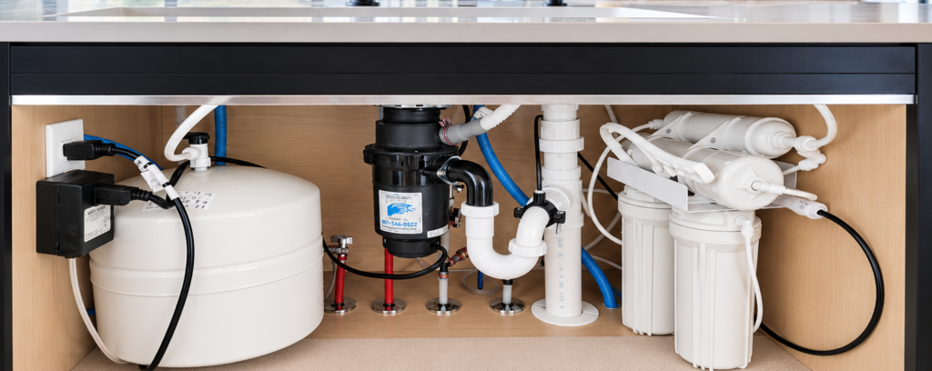 Under-sink reverse osmosis drinking water system in a Utah home